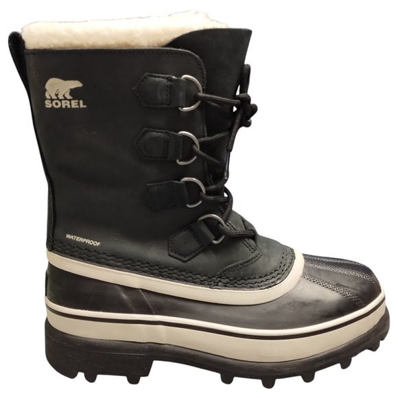 Sorel Caribou Waterproof Boot Womens Size 7.5 Black Gray Faux Fur Lined 1005-011 - Picture 1 of 12